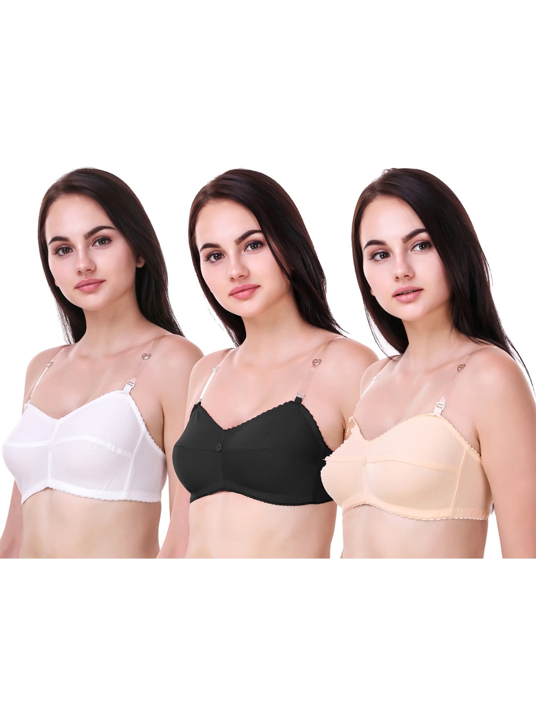 

Piylu Pack Of 3 Full Coverage Everyday Bra, Black