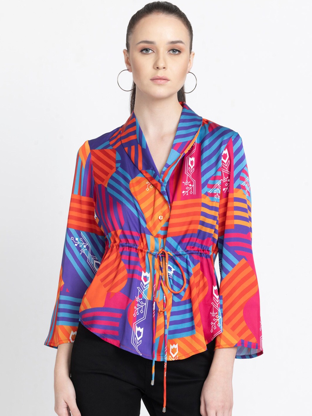 

SHAYE Abstract Printed Cinched Waist Top, Fuchsia