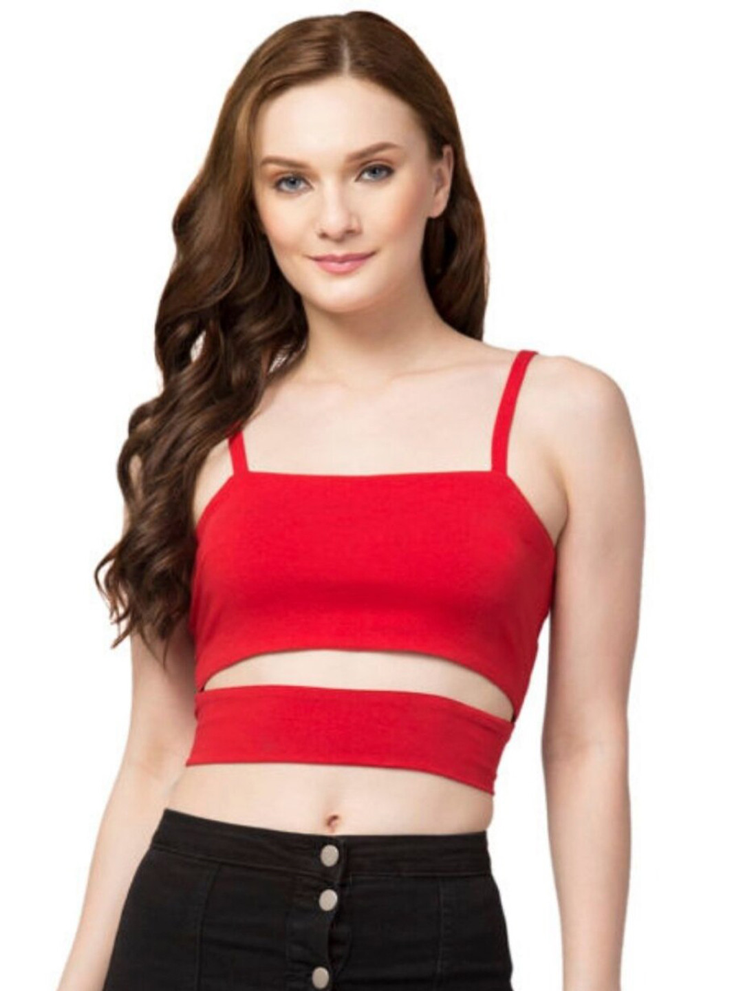 

Styched Bralette Crop Top, Red