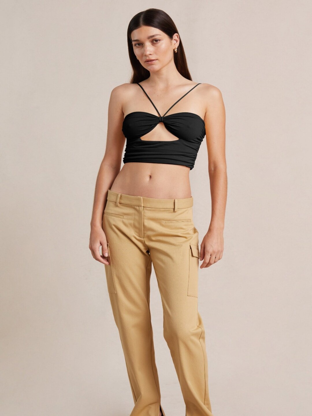

Styched Cut-Out Detail Bralette Top, Black