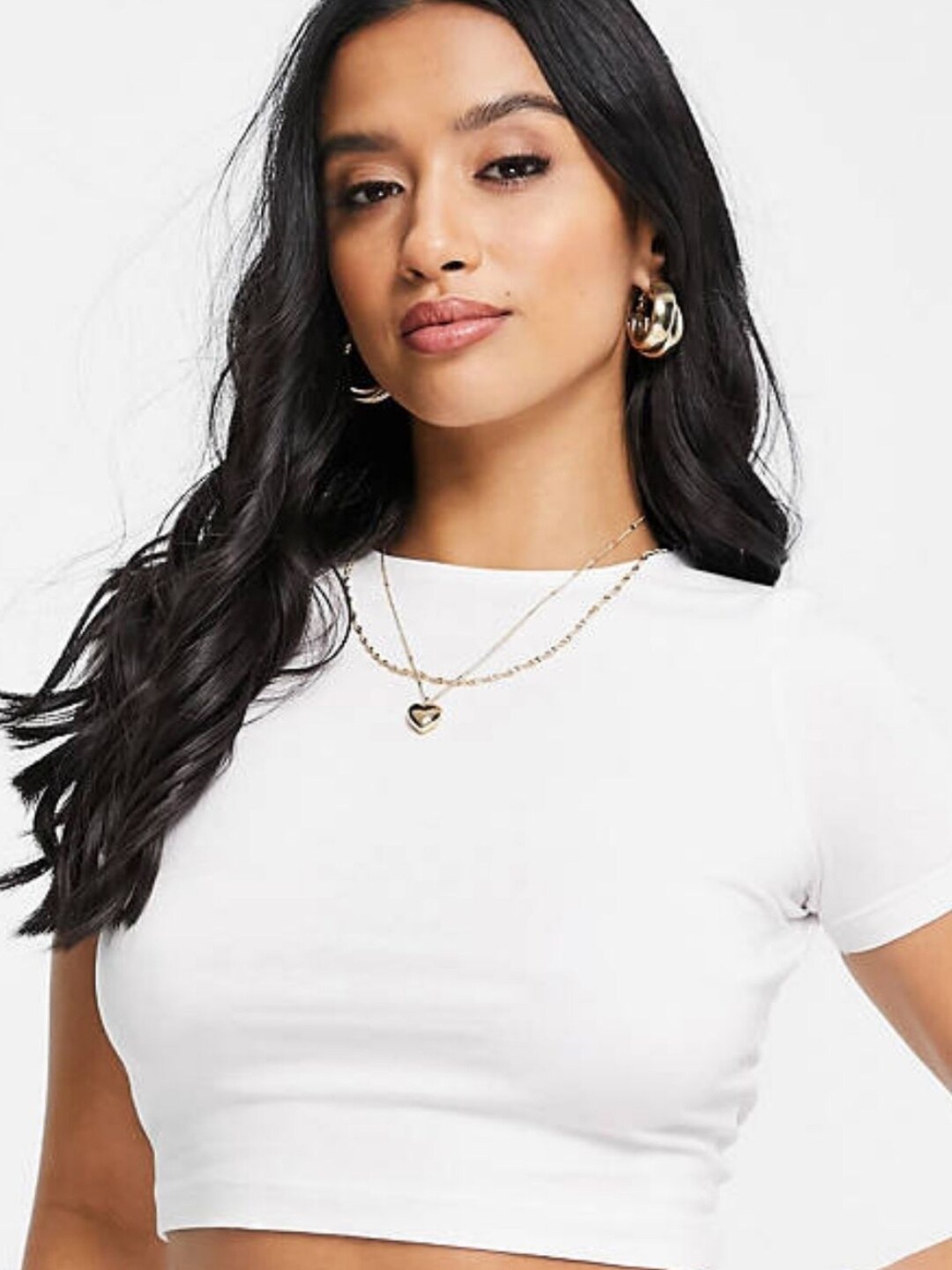 

Styched Cotton Crop Fitted Top, White
