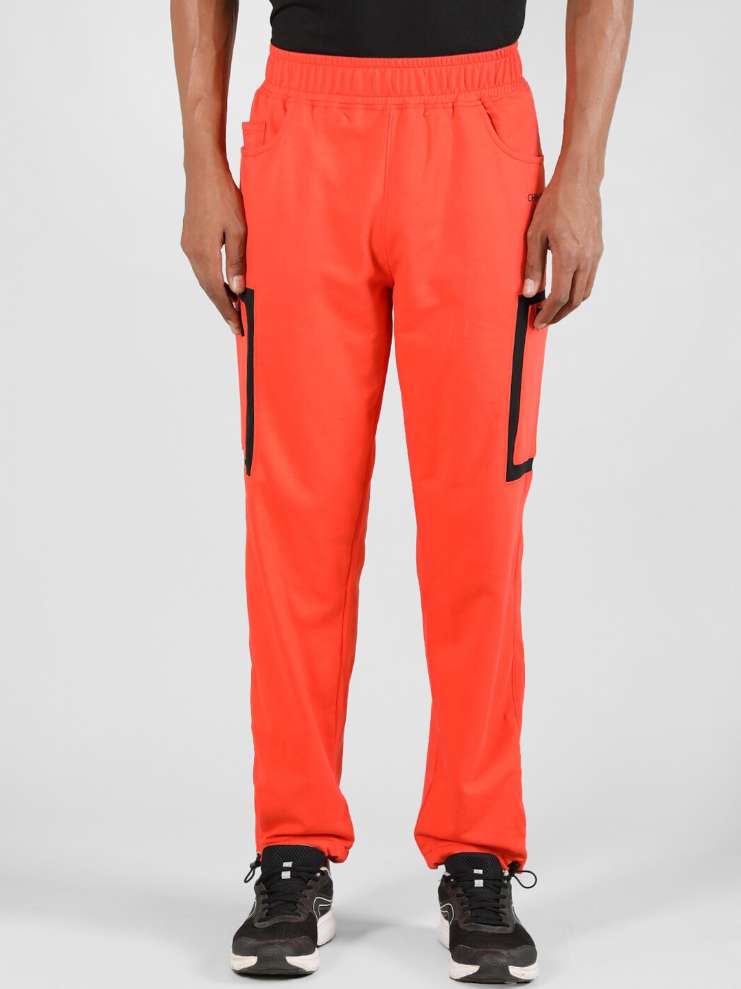 

CHKOKKO Men Mid Rise Track Pants, Orange