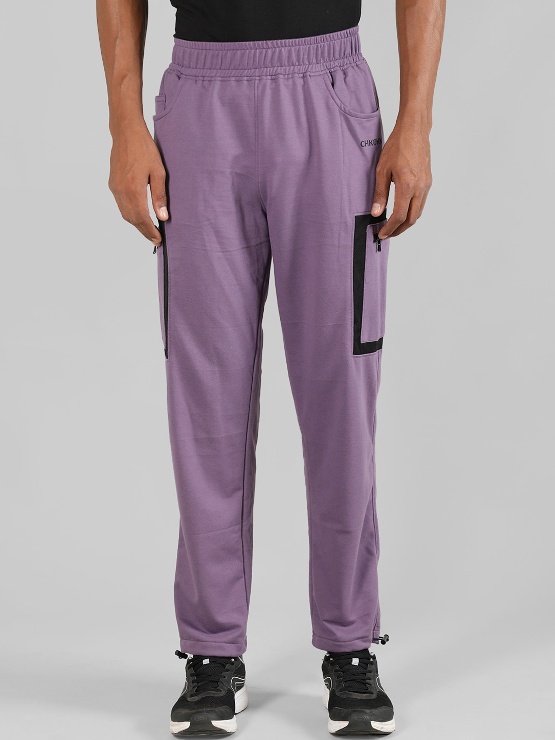 

CHKOKKO Men Gym Workout Lower Relaxed-Fit Cotton Sports Track Pants, Purple