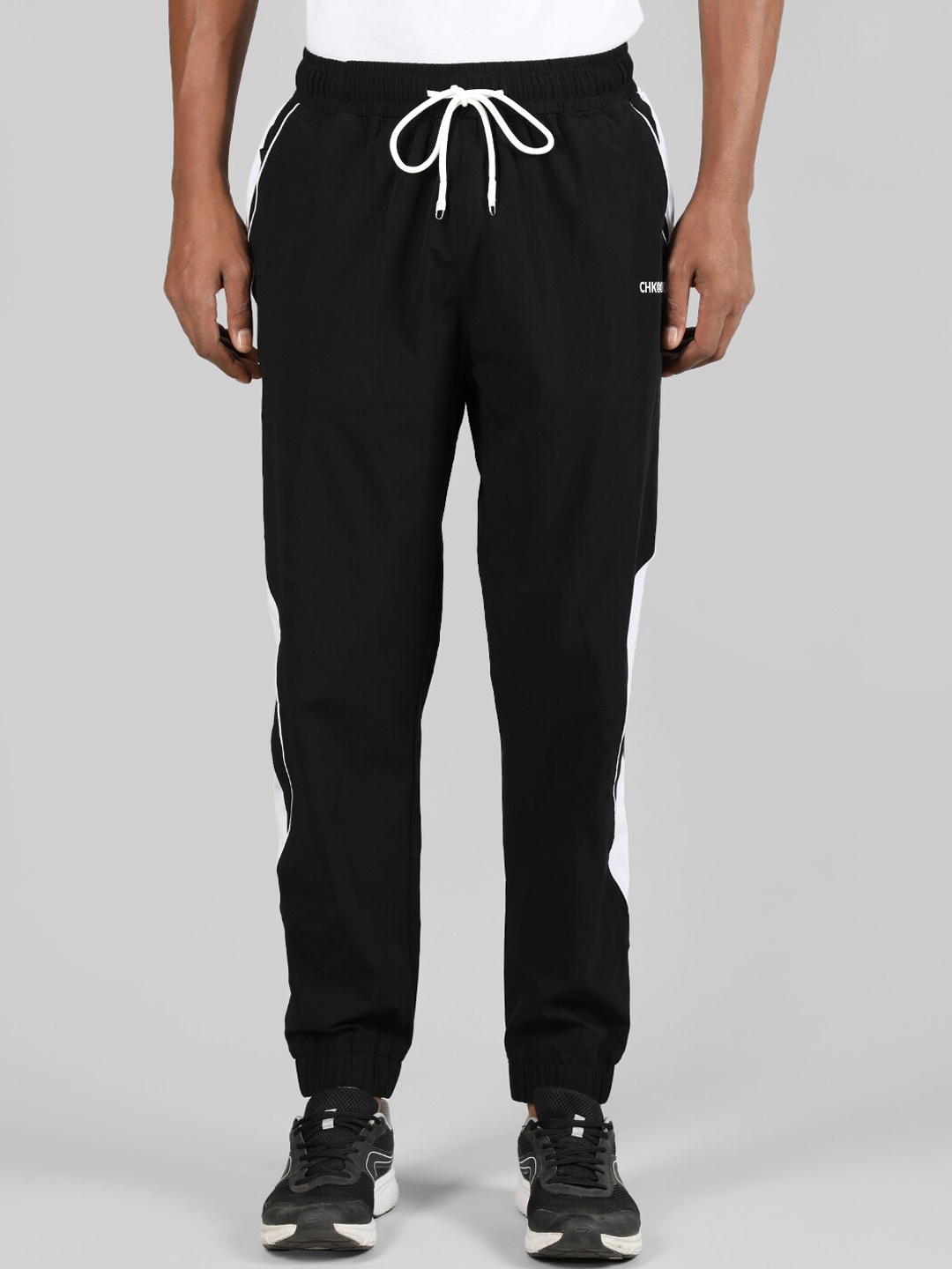 

CHKOKKO Men Mid Rise Sports Joggers, Black