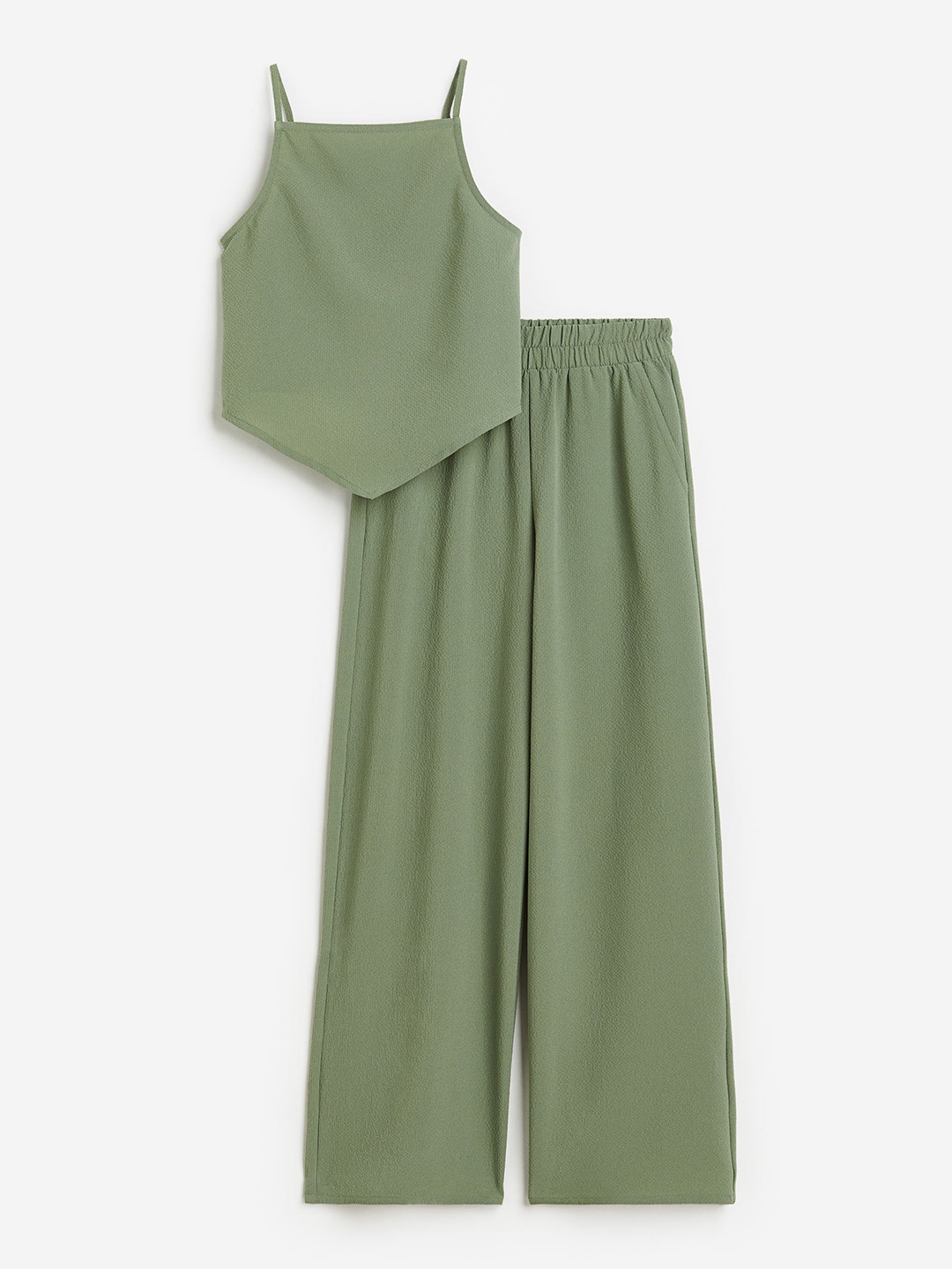 

H&M Girls 2-Piece Top And Trousers Set, Green