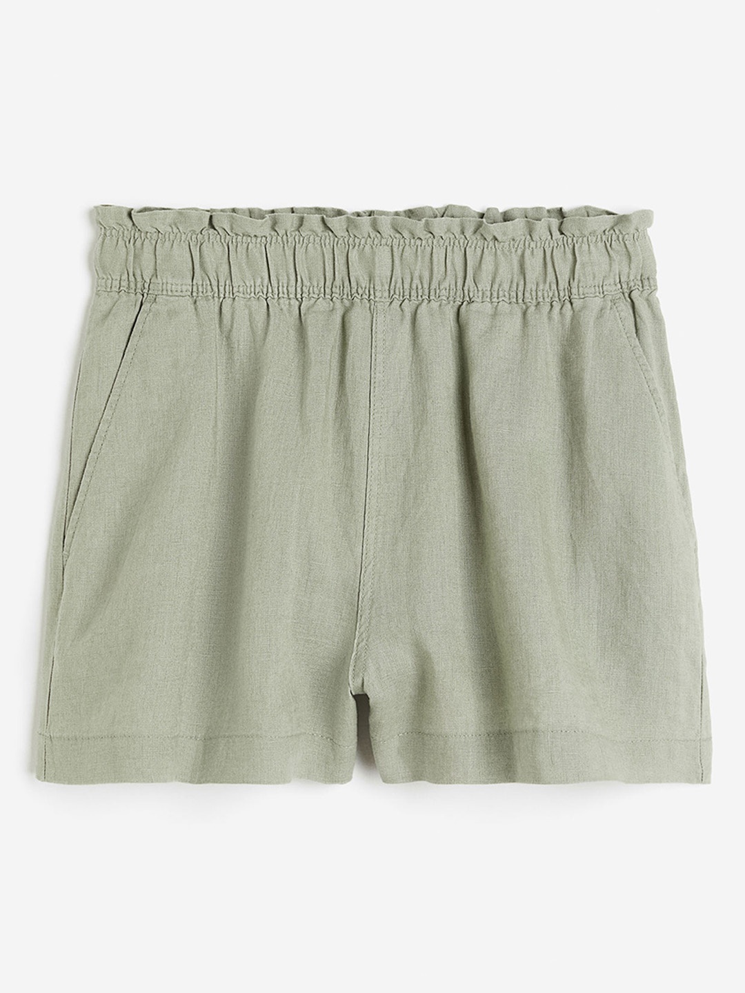 

H&M Women Linen Shorts, Green