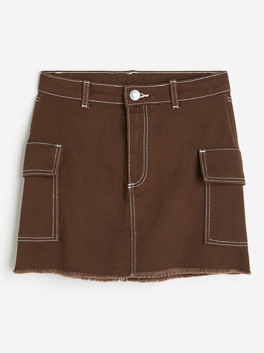 

H&M Girls Pure Cotton Twill Cargo Skirt, Brown