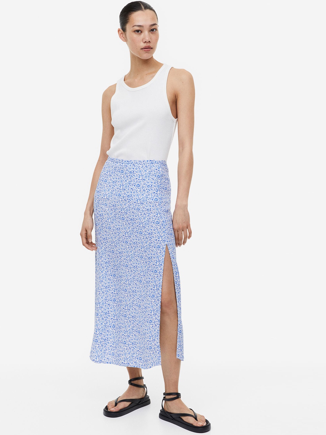 

H&M Crepe Skirt, Blue