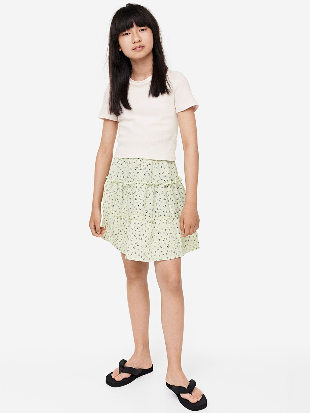 

H&M Girls 2-Piece Top And Skirt Set, Green