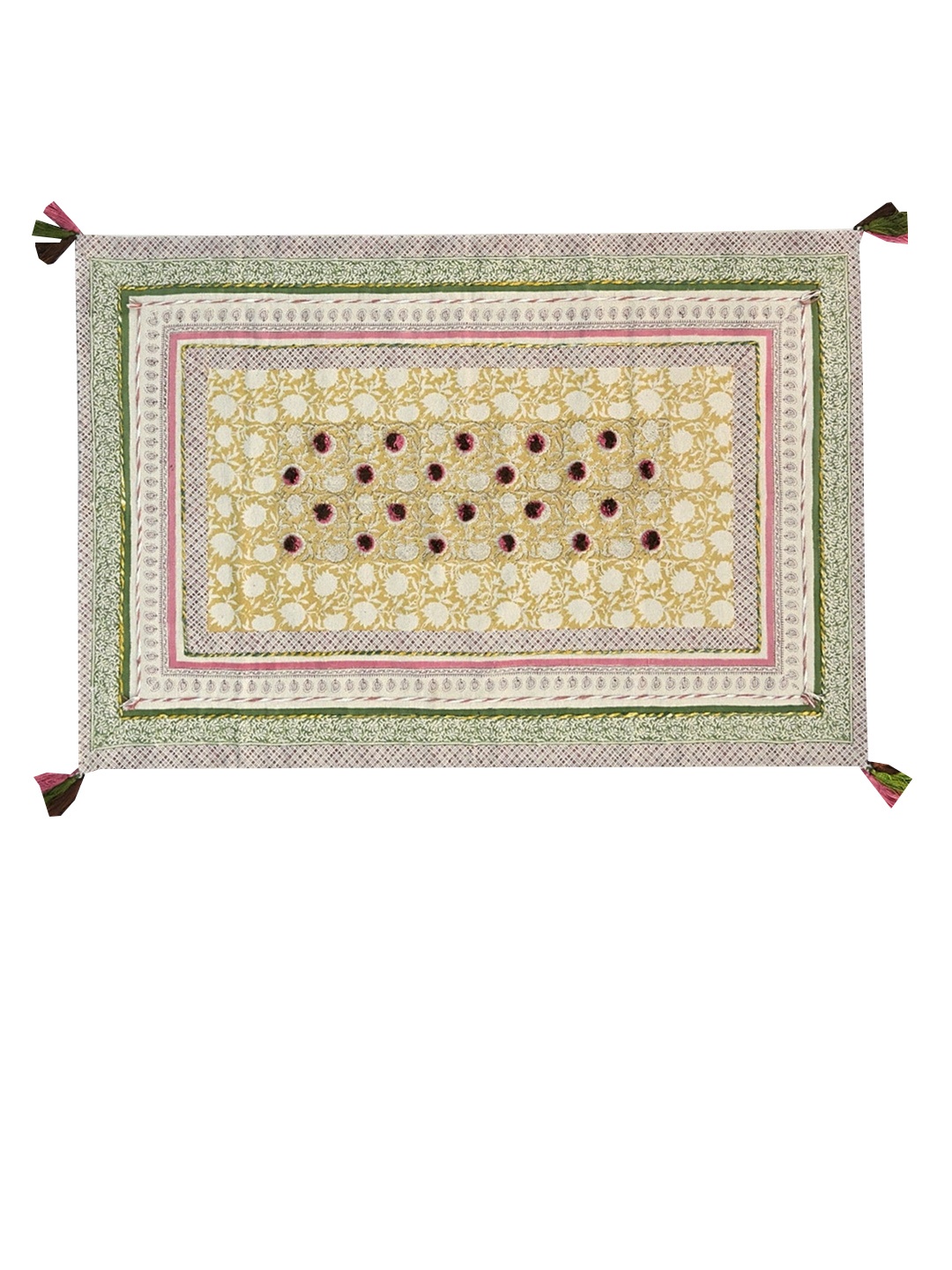 

Art Avenue Marrone Yellow Printed Rectangular Cotton Rug, Green