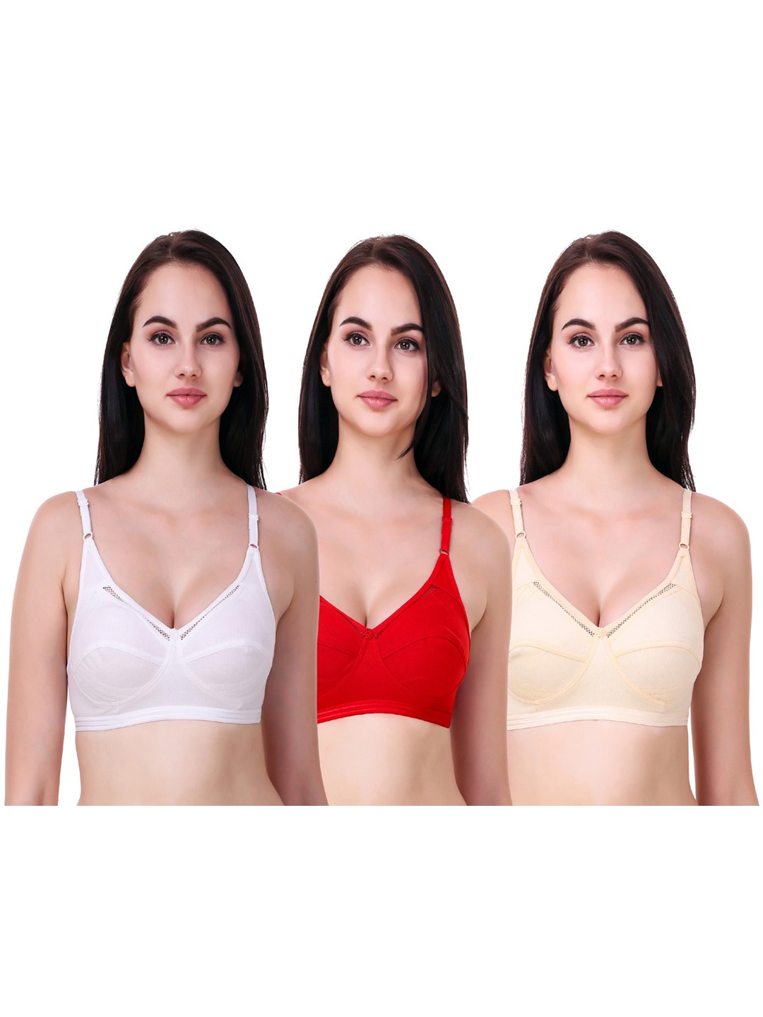 

Piylu Pack of 3 Full Coverage Non Padded All Day Comfort Bra, White
