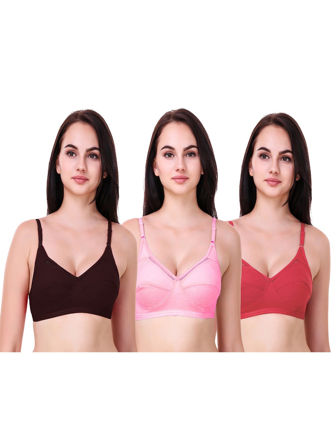 

Piylu Pack Of 3 Full Coverage Everyday Bra, Black