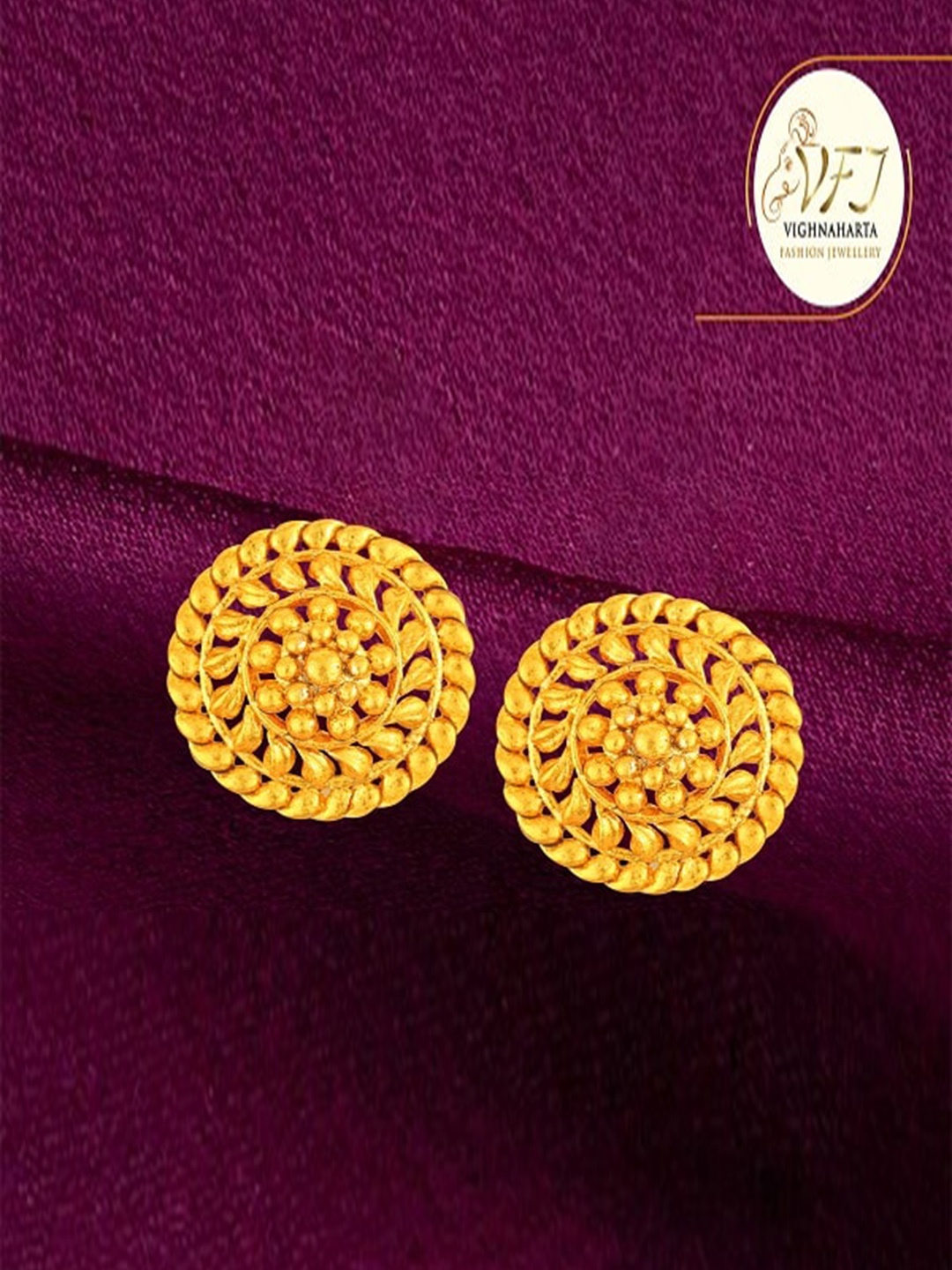 Vighnaharta Allure Gold-Plated Floral Studs Earrings