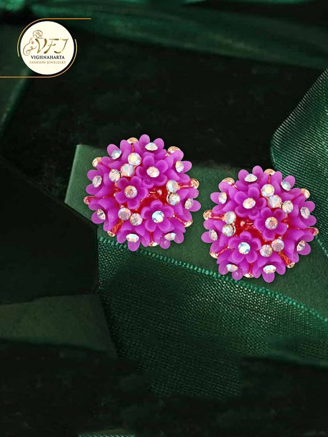 

Vighnaharta Gold Plated Floral Stud Earrings