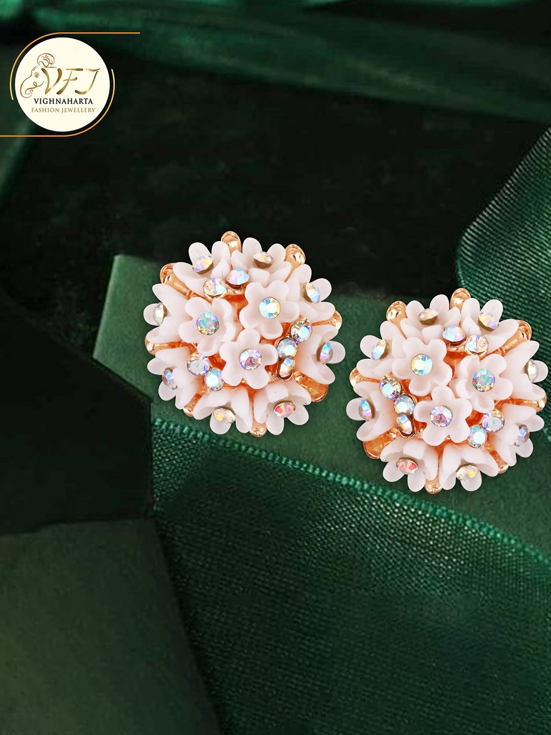 

Vighnaharta Gold Plated Floral Stud Earrings