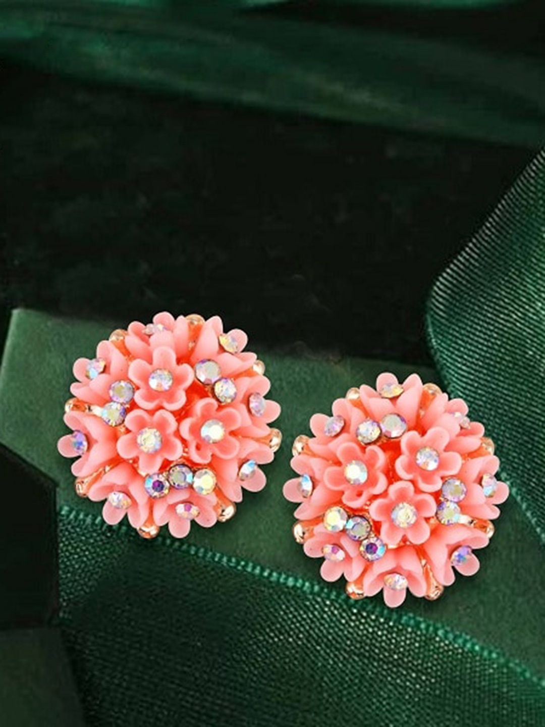 

Vighnaharta Gold Plated Floral Stud Earrings, Pink