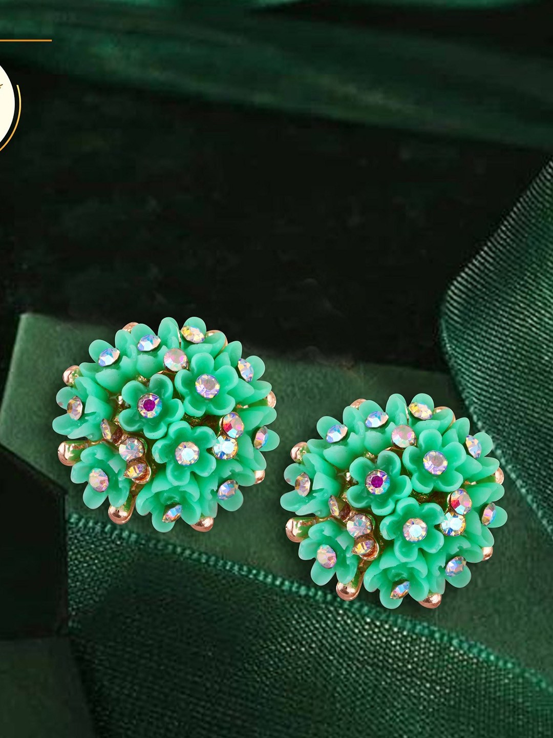 

Vighnaharta Gold-Plated Cubic Zirconia Floral Studs Earrings