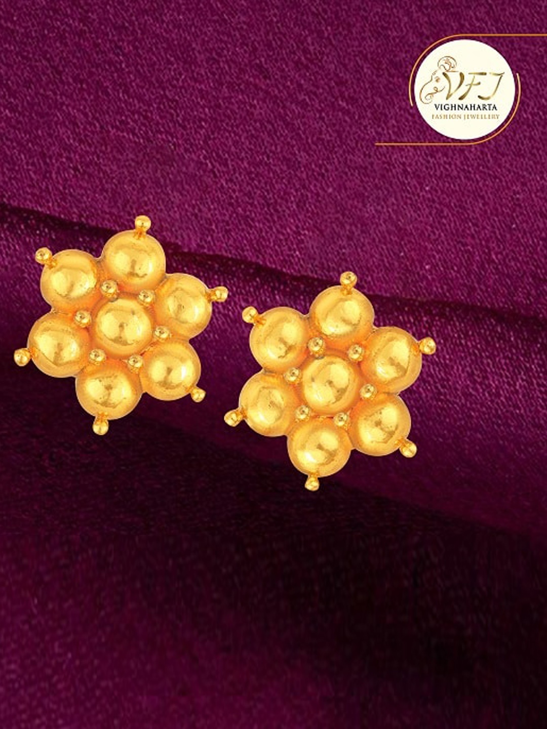 

Vighnaharta Gold-Plated Floral Studs Earrings