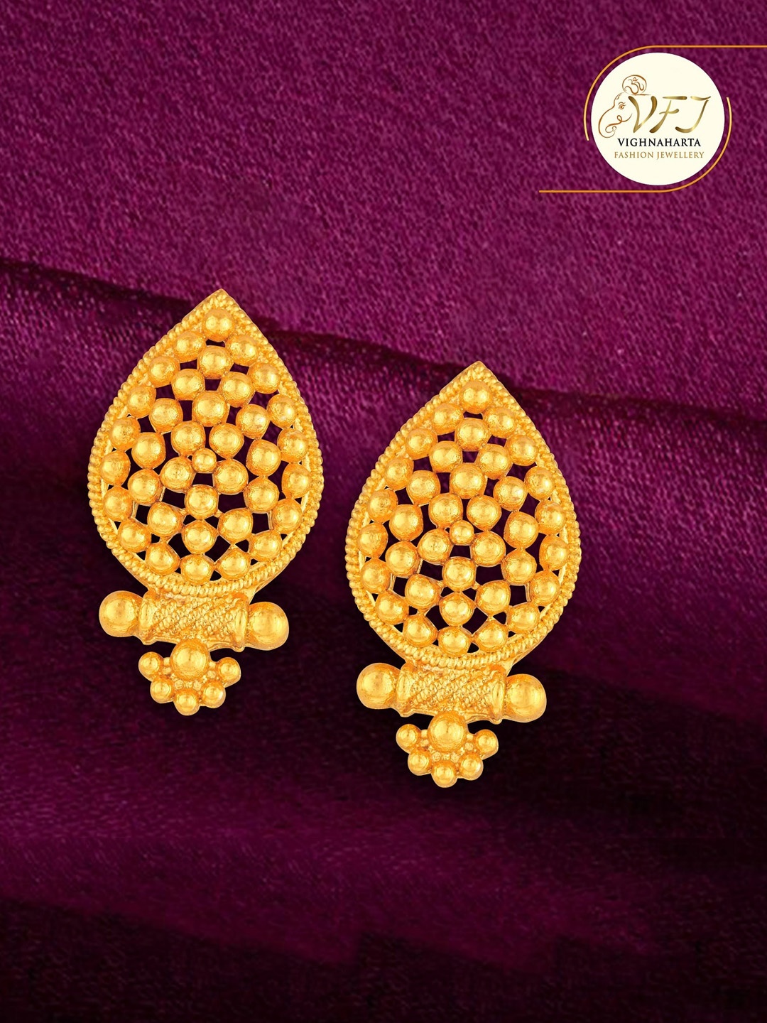 

Vighnaharta Gold-Plated Floral Studs Earrings
