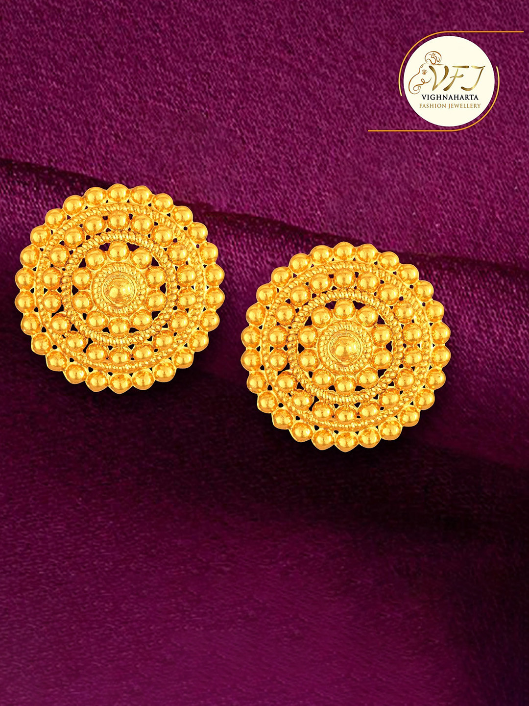 

Vighnaharta Gold-Plated Floral Studs Earrings