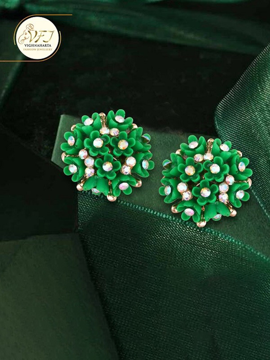 

Vighnaharta Gold Plated Floral Stud Earrings