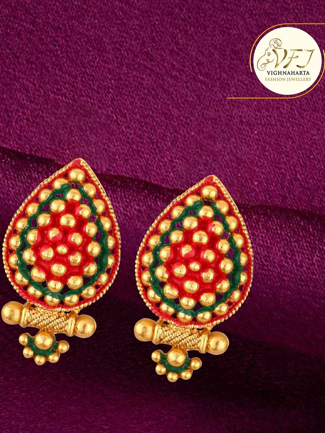 

Vighnaharta Gold-Plated Floral Studs Earrings