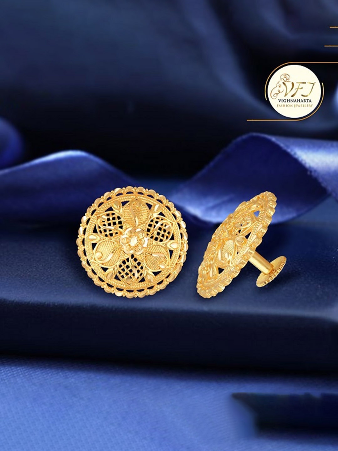 

Vighnaharta Gold-Plated Floral Meenakari Stud Earrings