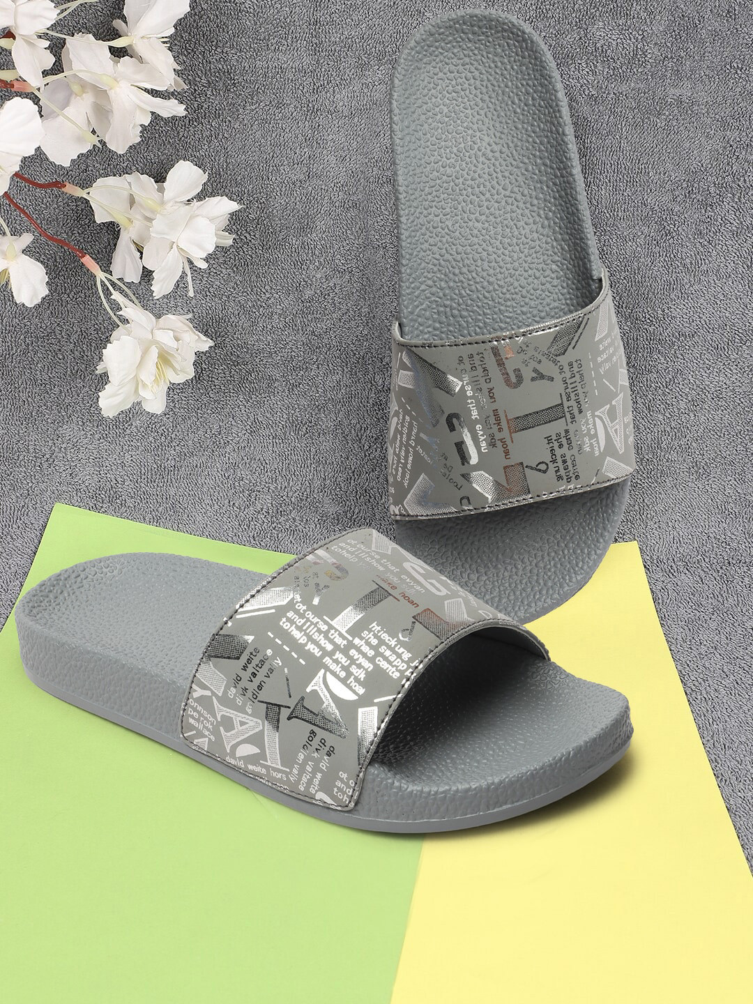 

OPHELIA Women Printed Sliders, Grey