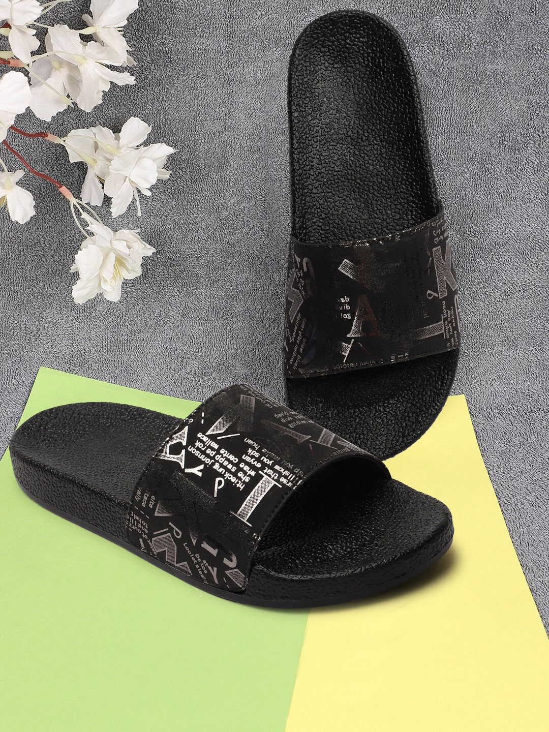 

OPHELIA Women Printed Sliders, Black
