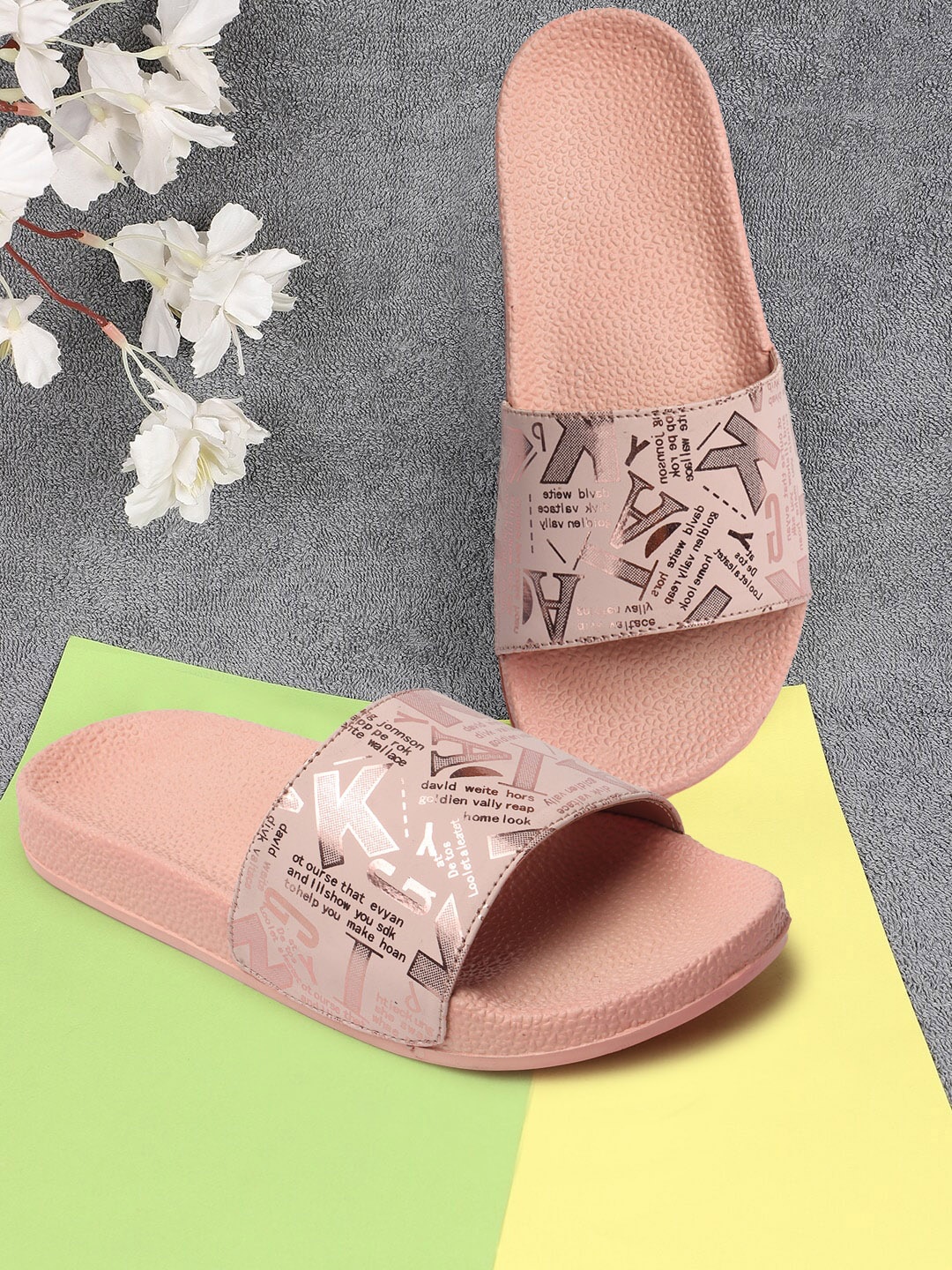 

OPHELIA Women Printed Sliders, Pink