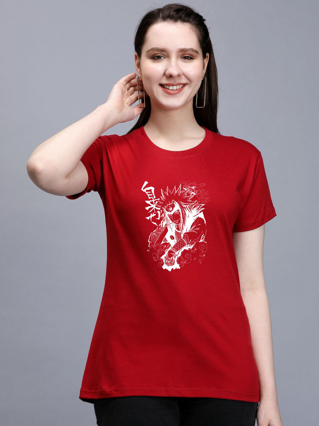 

TRENDY RABBIT Graphic Printed Cotton T-shirt, Red
