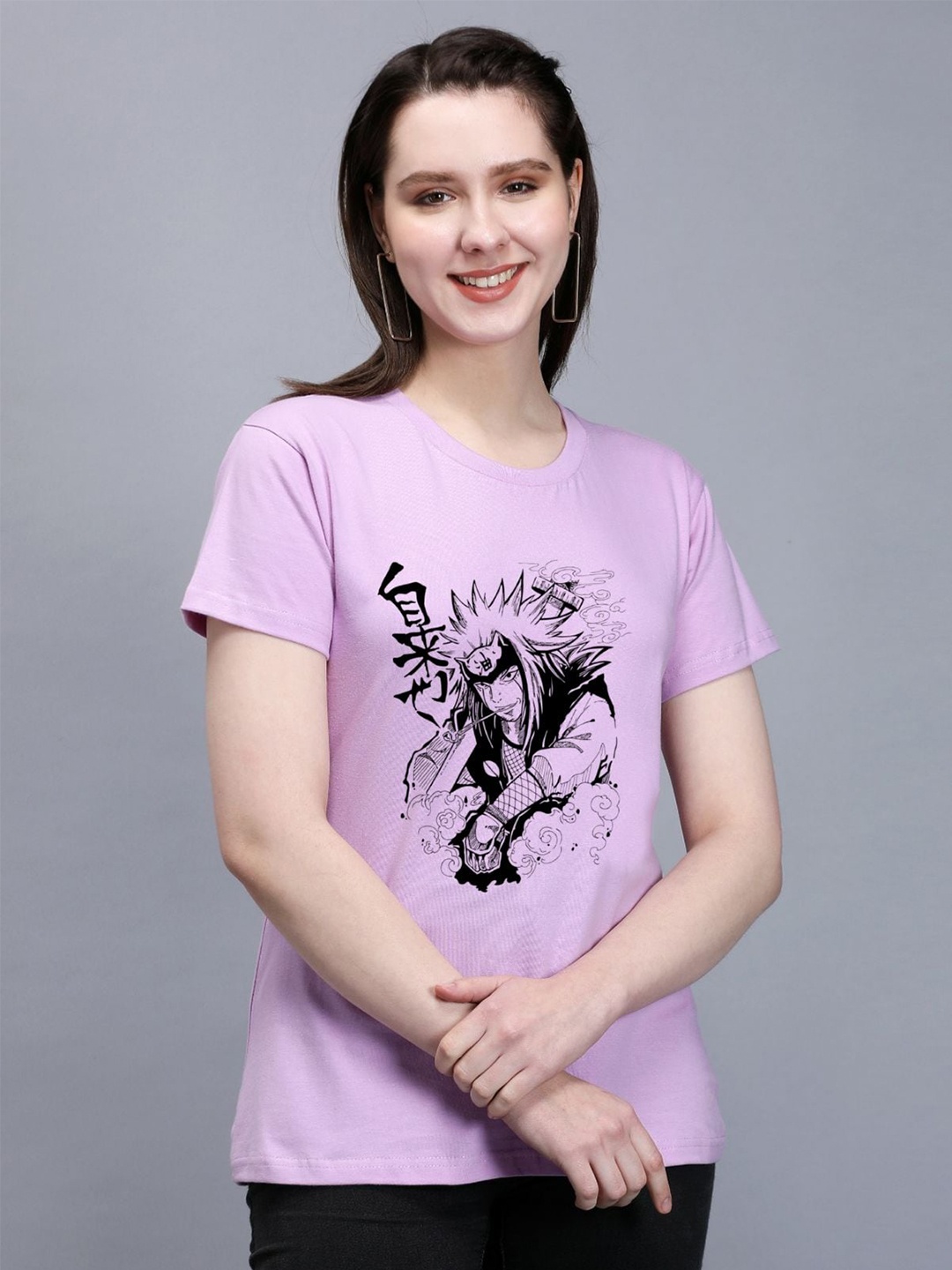 

TRENDY RABBIT Graphic Printed Cotton T-shirt, Lavender