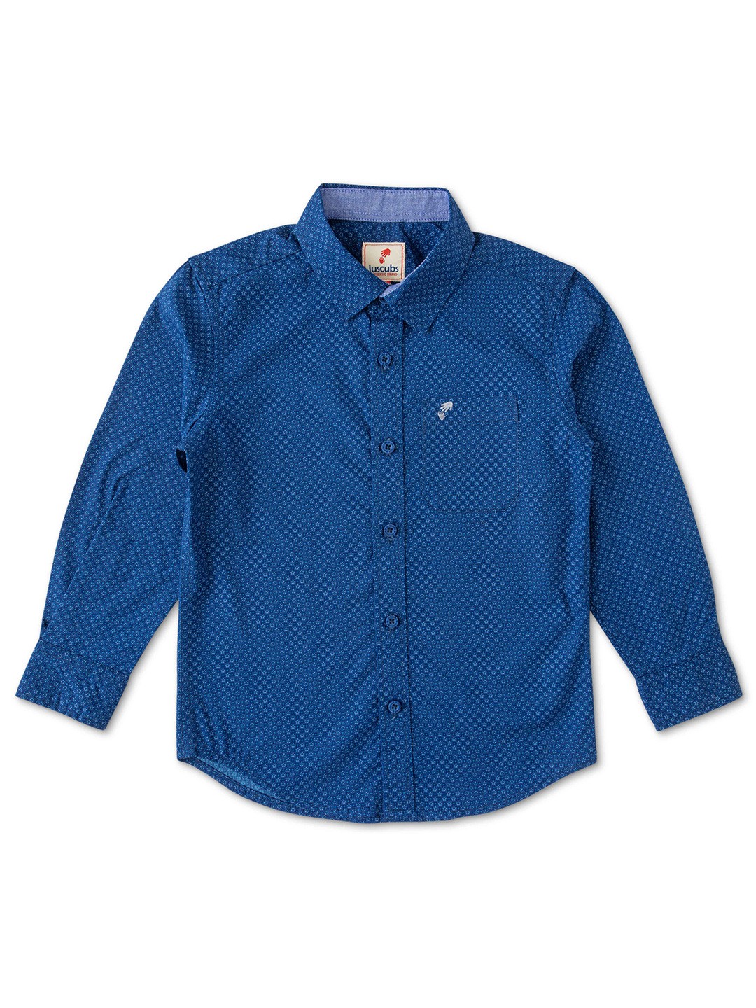

JusCubs Boys Premium Micro Ditsy Printed Cotton Casual Shirt, Blue