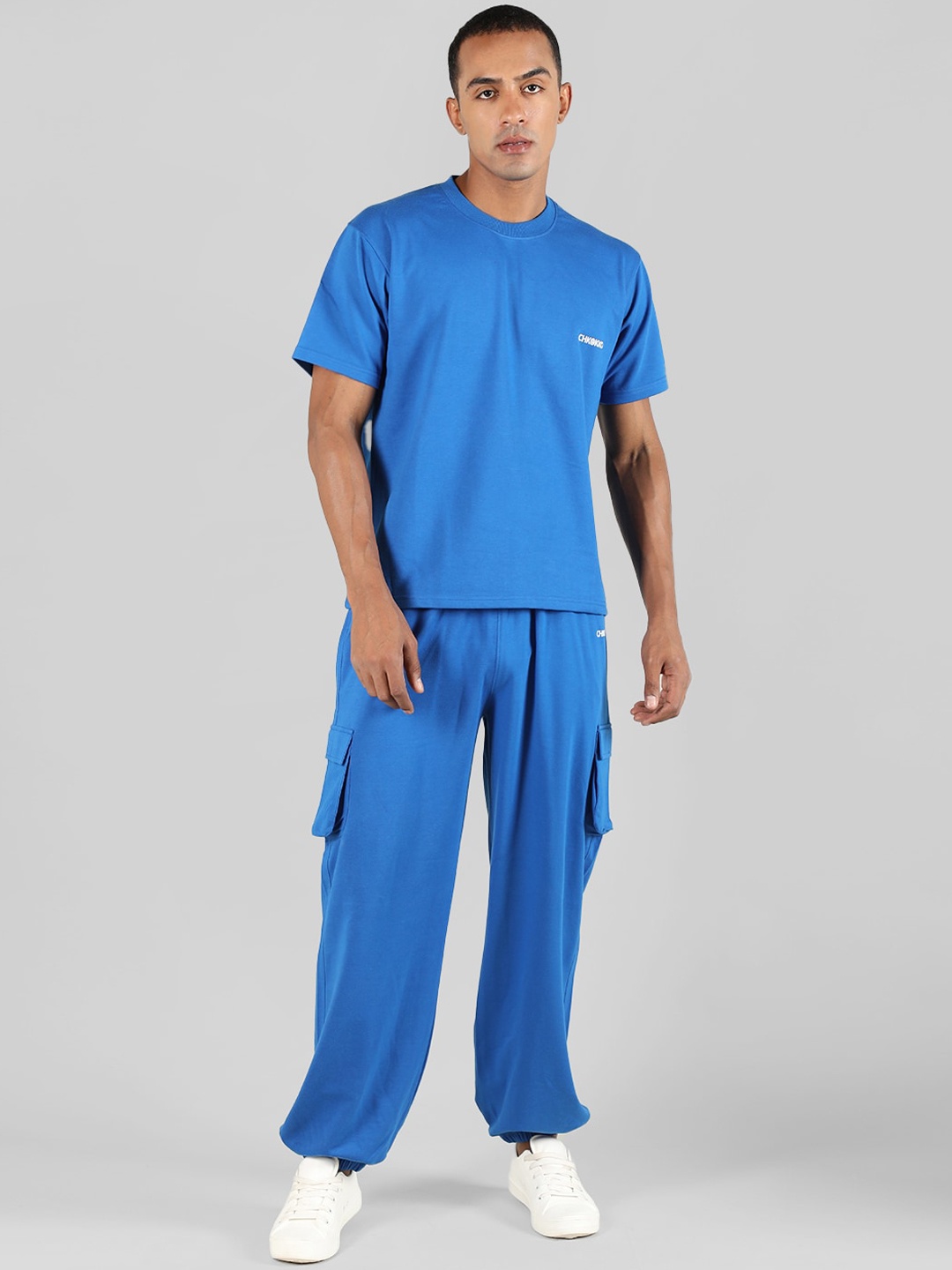 

CHKOKKO Round Neck T-Shirt & Joggers, Blue