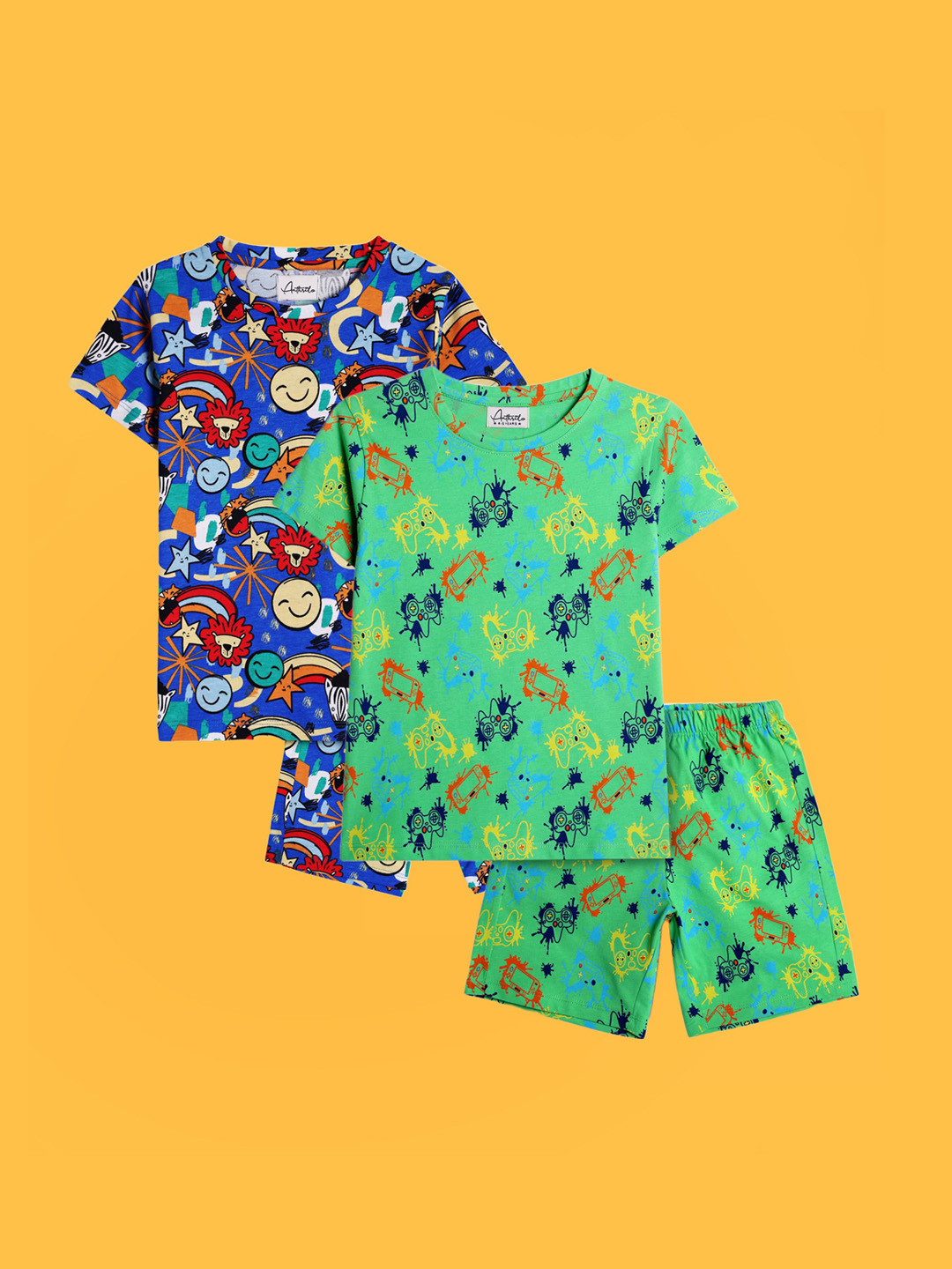 

Anthrilo Boys Graphic Printed Pure Cotton Night suit, Blue