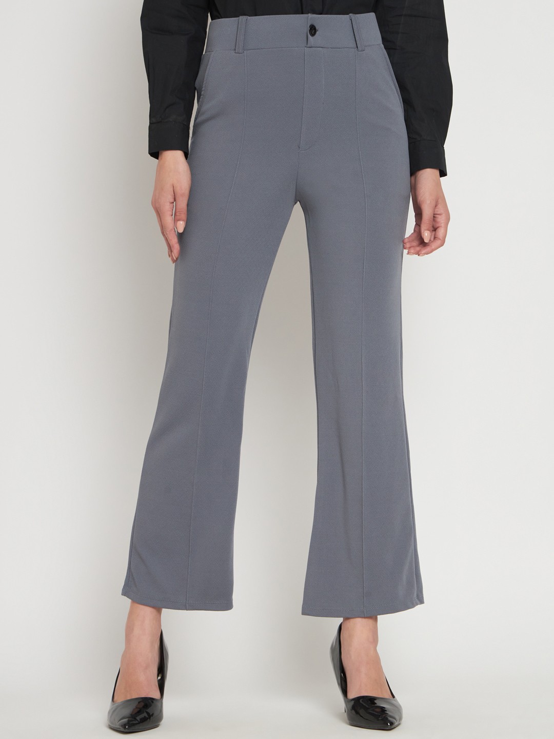 

DEETYA ARTS Women Straight Fit Cotton Bootcut Trousers, Grey
