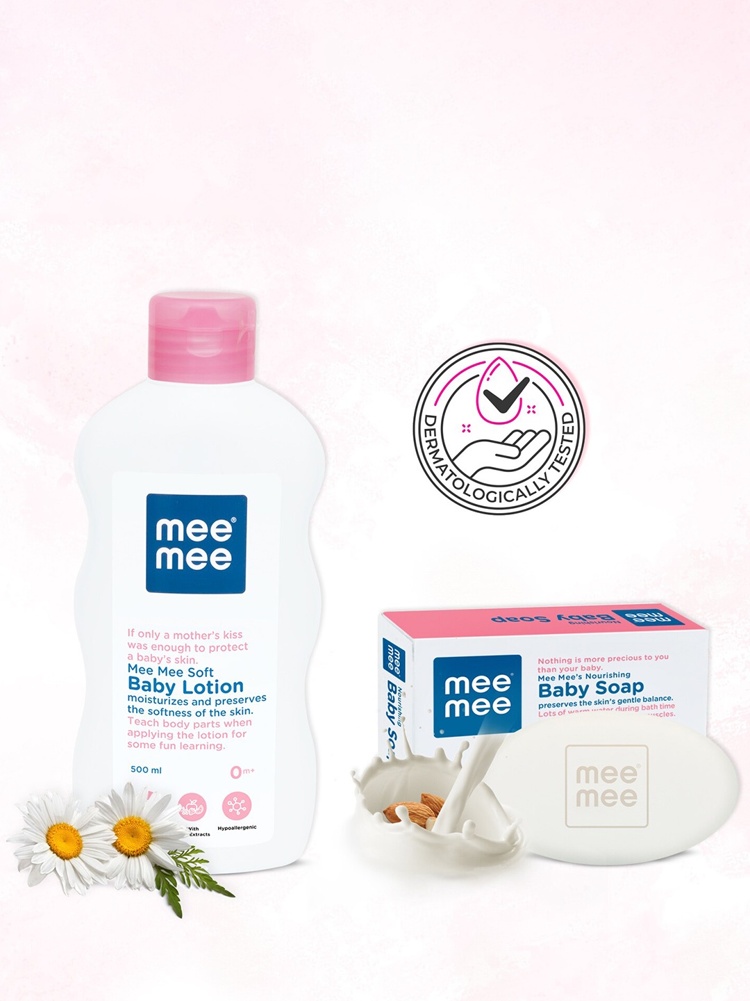 

MeeMee Kids Set Of Mild Baby Lotion 500ml & Nourishing Soap, White