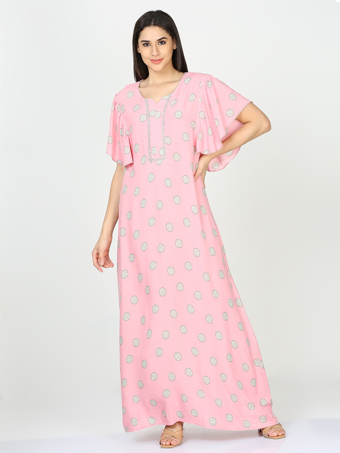 

9shines Label Geometric Printed Maxi Nightdress, Pink