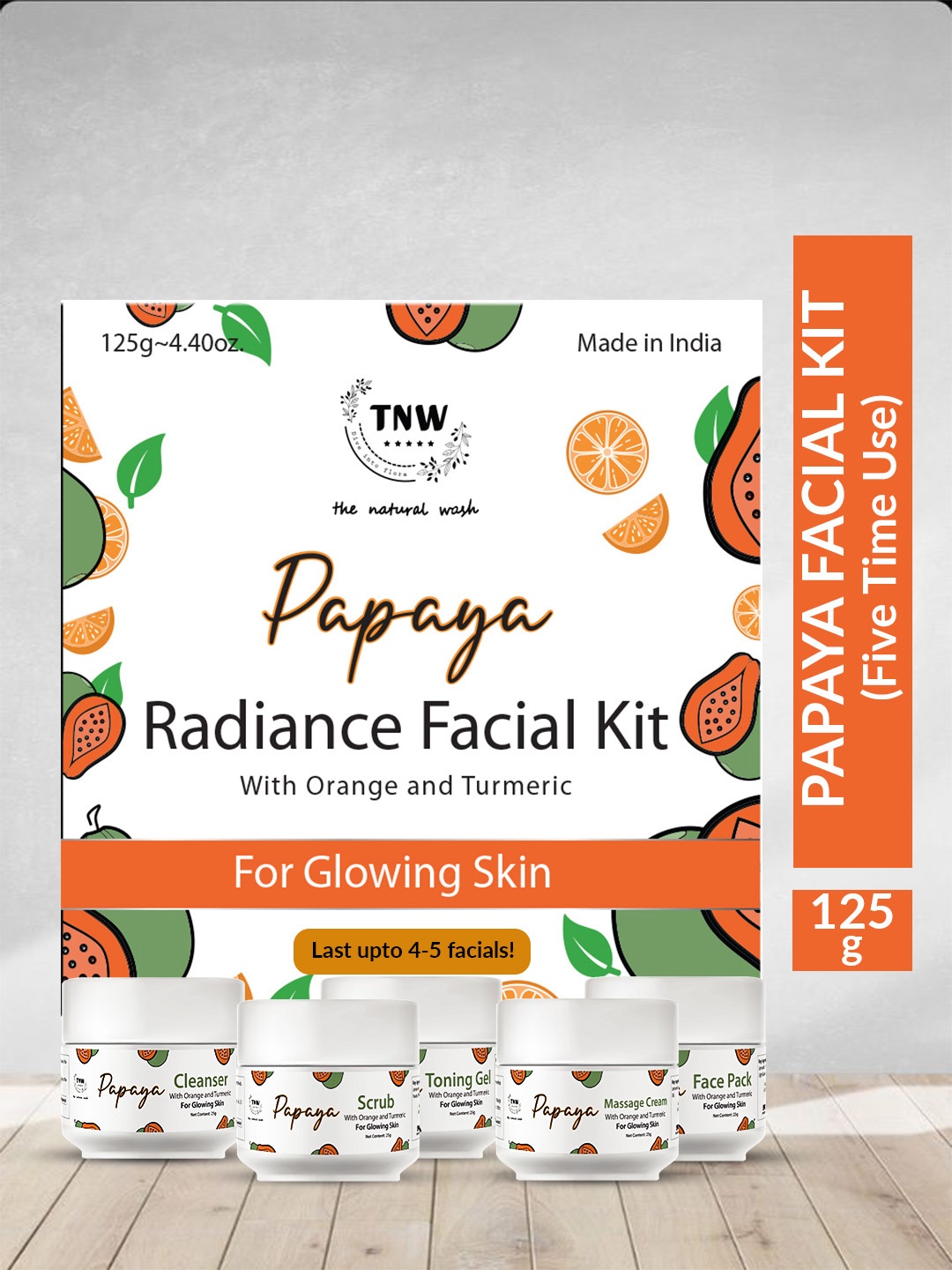 

TNW the natural wash Papaya Facial Kit with Orange & Turmeric for Glowing Skin - 125g, White