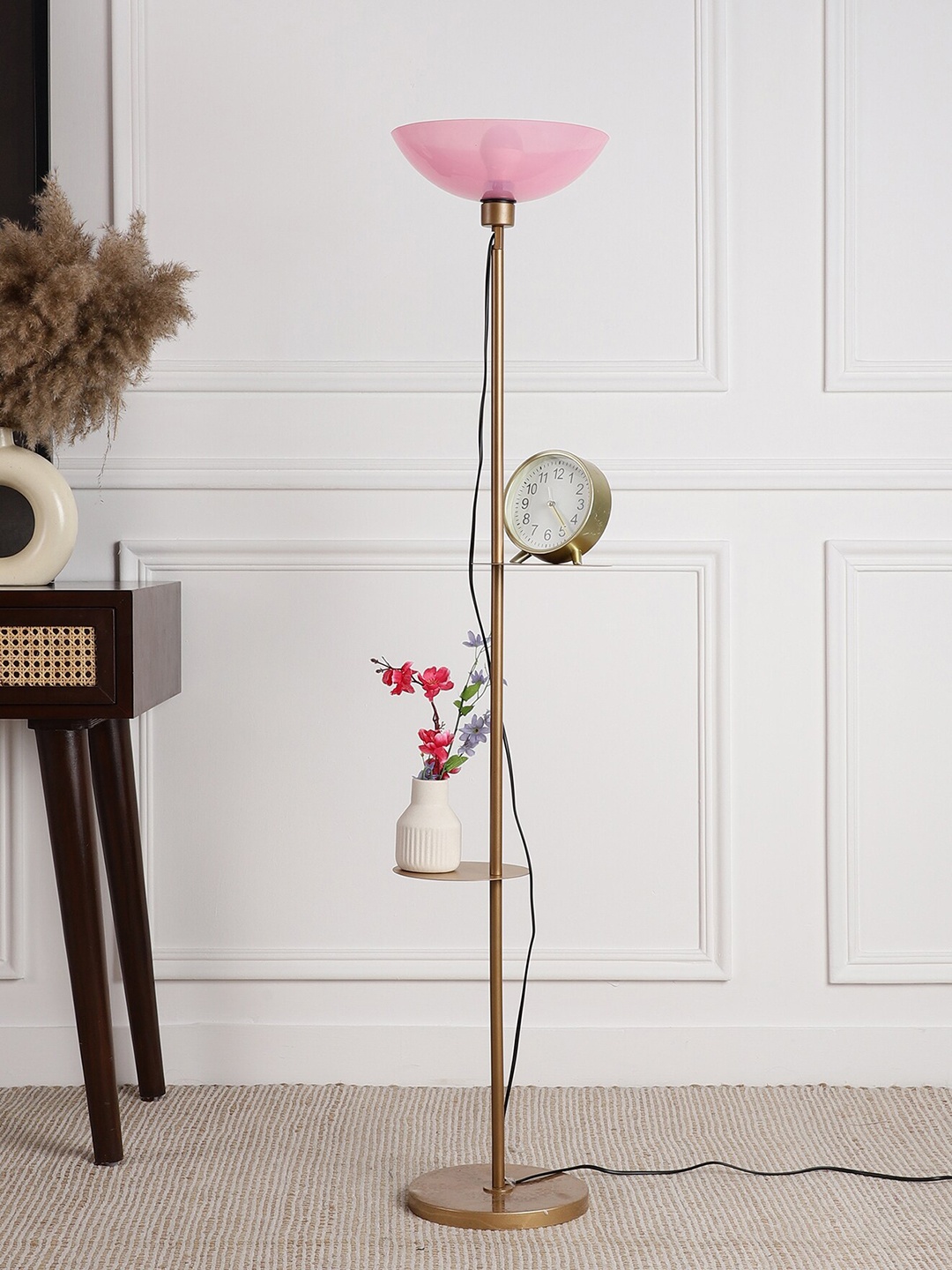 

SANDED EDGE Pink Shelf Floor Lamp, Gold