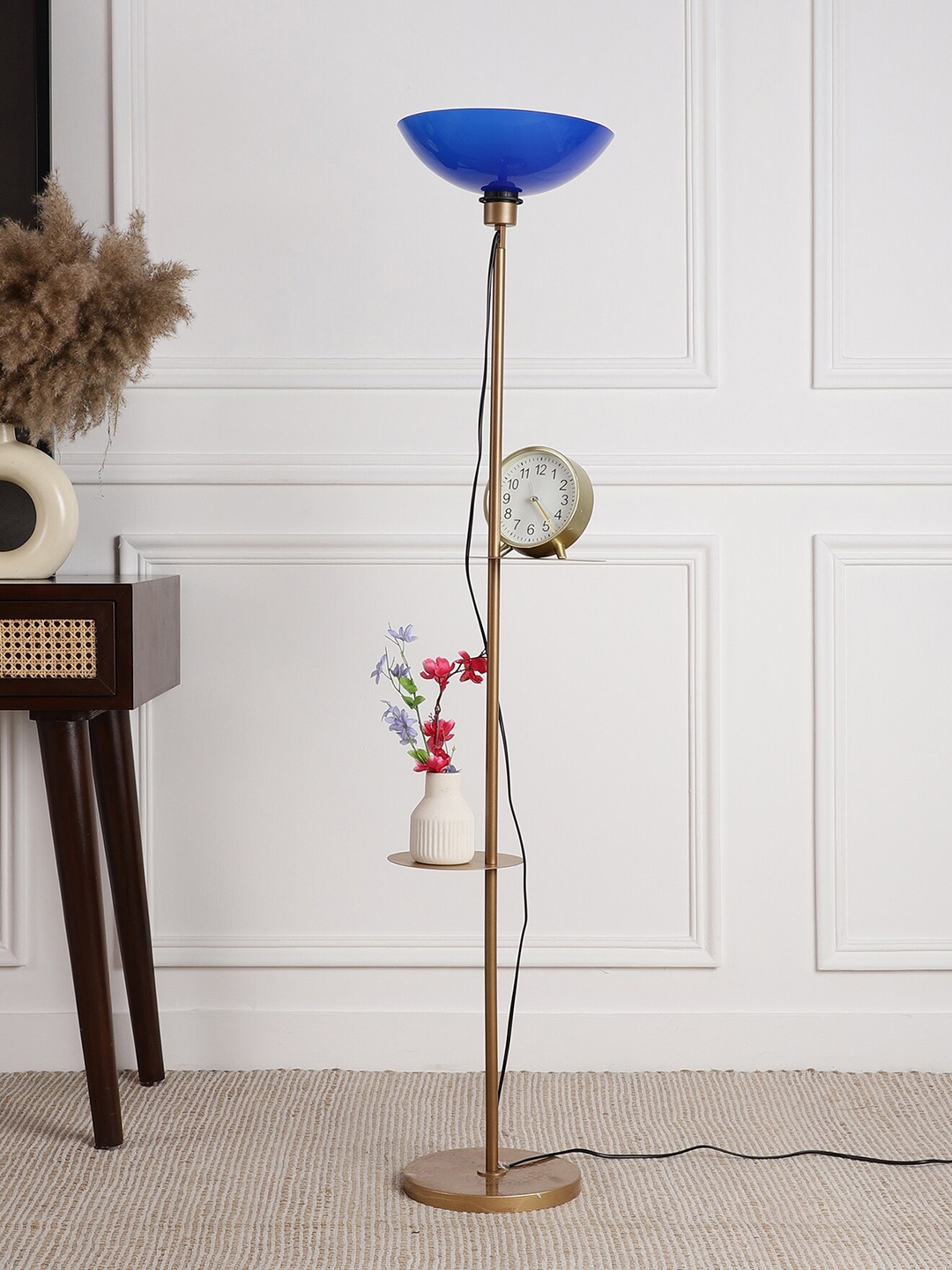 

SANDED EDGE Blue Shelf Floor Lamp, Gold