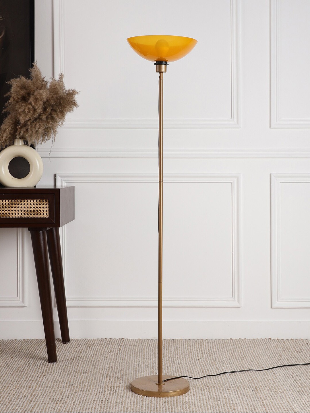 

SANDED EDGE Orange-Coloured Iron Floor Lamp, Gold