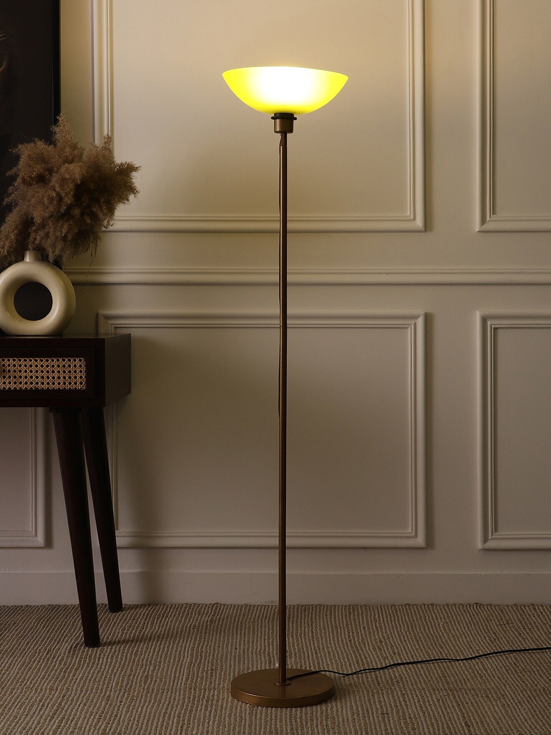 

SANDED EDGE Gold Toned & Yellow Iron Floor Lamp