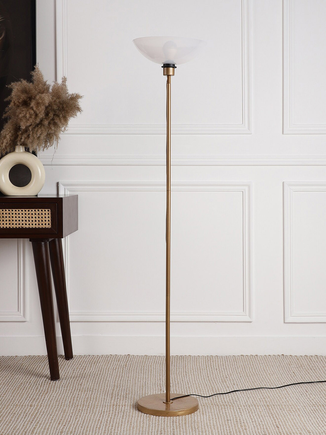 

SANDED EDGE Gold Toned & White Iron Floor Lamp