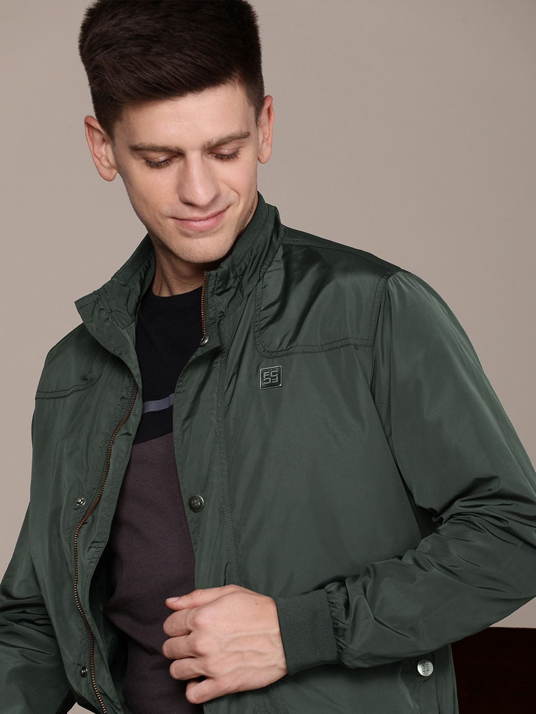 

French Connection Solid Bomber Jacket, Green