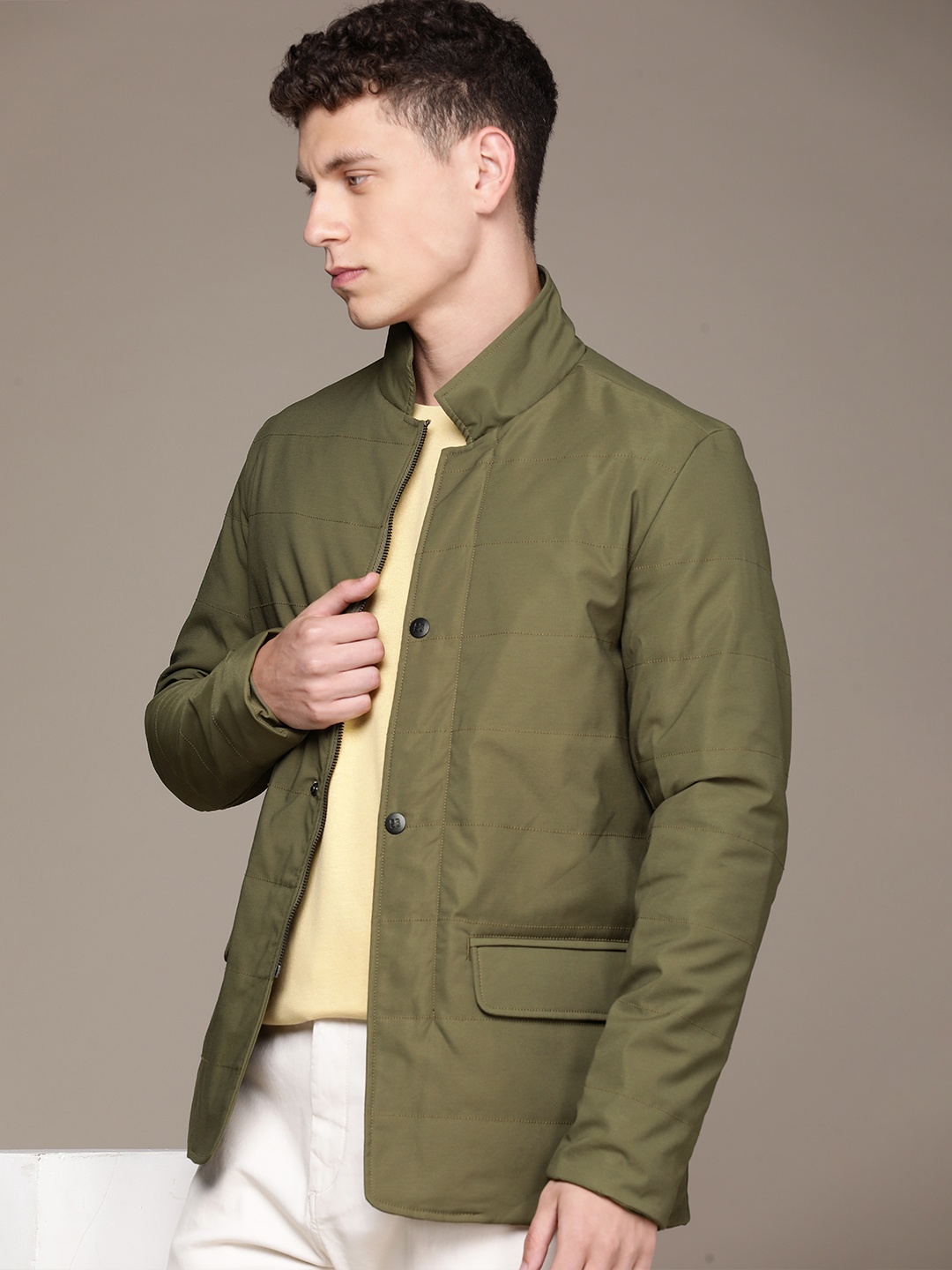 

French Connection Men Solid Tailored Jacket, Olive