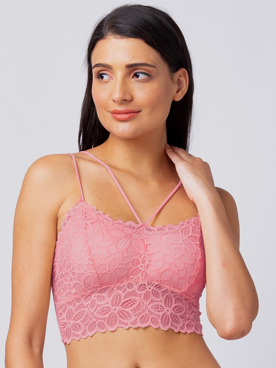 

FashionRack Floral Self Design All Day Comfort Lightly Padded Everyday Bra, Pink