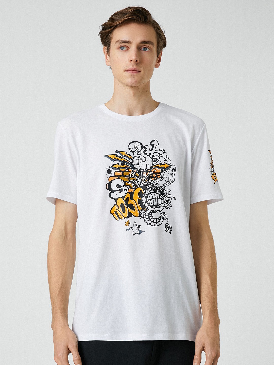 

Koton Graphic Printed Pure Cotton T-shirt, White
