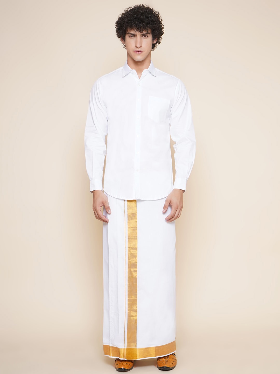 

Sethukrishna Ethnic Shirt With Veshti, White