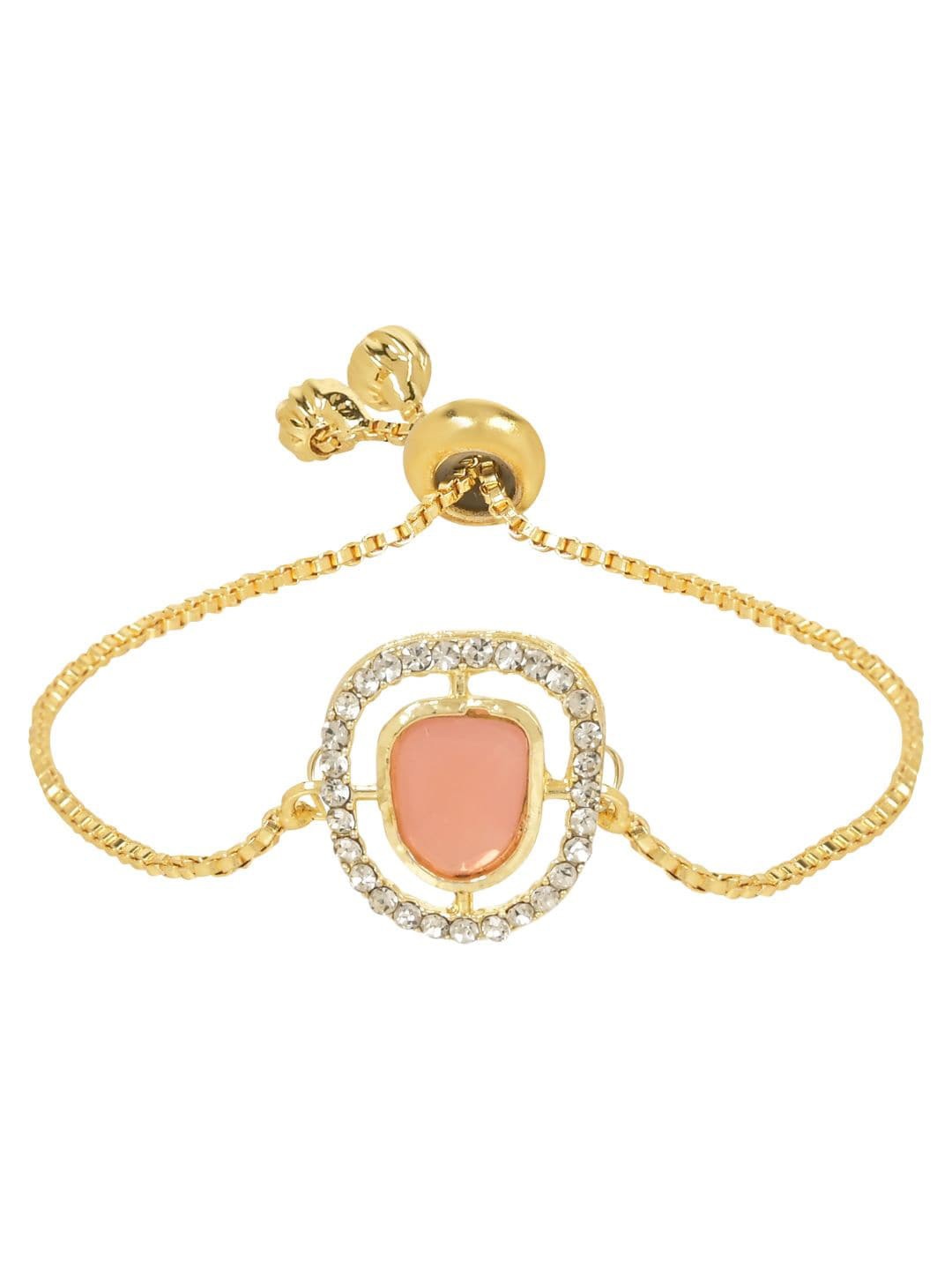 

I Jewels Gold-Plated Stone Studded Charm Bracelet